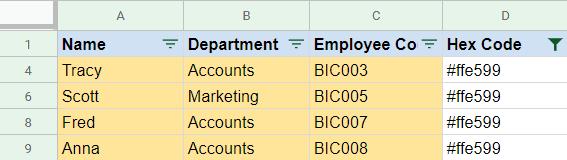 Cách lọc dữ liệu theo màu trong Google Sheets